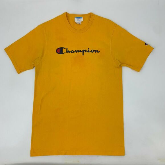 Vintage Champion Thick Cotton T Shirt Mens Size L Corn Yellow Short Sleeve *READ - Picture 2 of 10